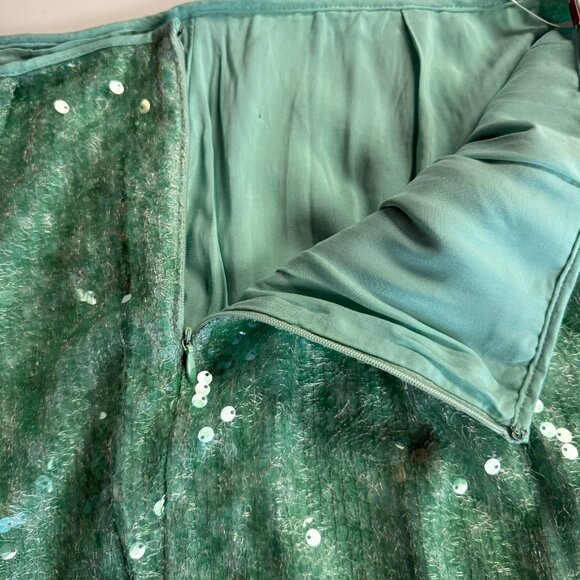 NWT Free People Poets Sequin Midi Sarong Skirt Mermaid green Size 8 - Picture 8 of 13
